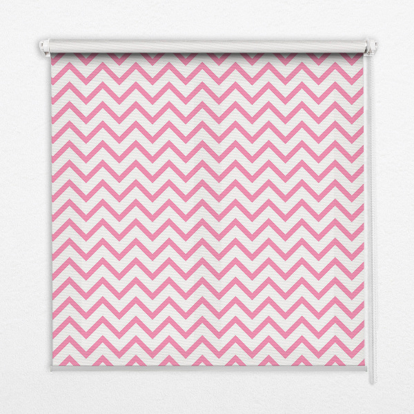 Fensterrollo innen in rosa mit Zickzacklinien in horizontaler Anordnung