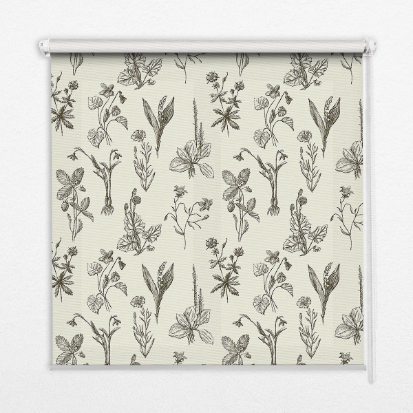 Fensterrollo mit gezeichneten Blumen