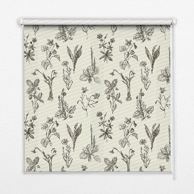 Fensterrollo mit gezeichneten Blumen