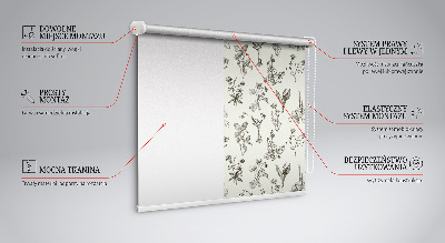Fensterrollo mit gezeichneten Blumen
