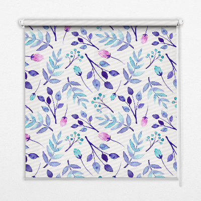 Fensterrollo mit blauen Blumen