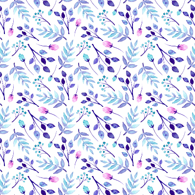 Fensterrollo mit blauen Blumen