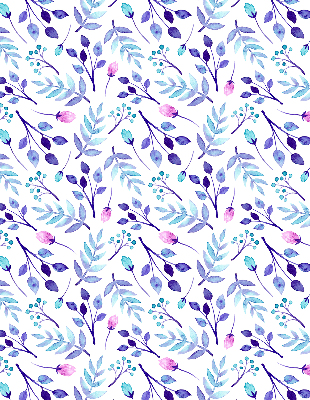Fensterrollo mit blauen Blumen