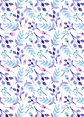 Fensterrollo mit blauen Blumen