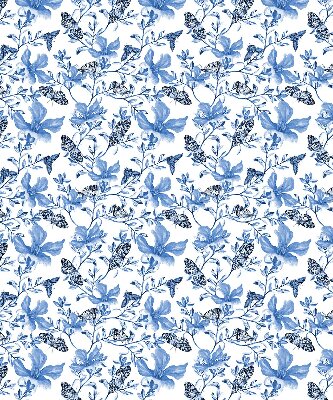 Fensterrollo innen in blauen Schmetterlingsmotiven