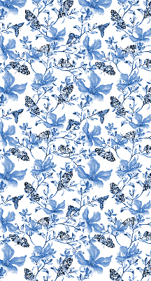 Fensterrollo innen in blauen Schmetterlingsmotiven