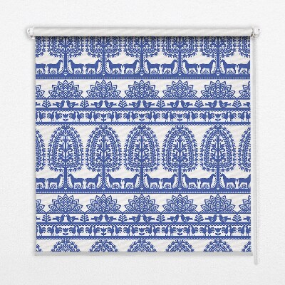 Fensterrollo innen in blauem Muster