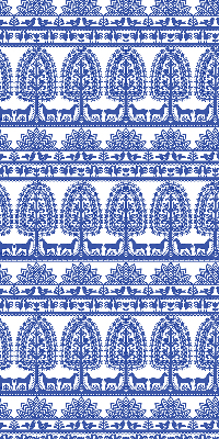 Fensterrollo innen in blauem Muster