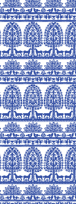 Fensterrollo innen in blauem Muster
