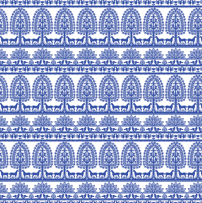 Fensterrollo innen in blauem Muster