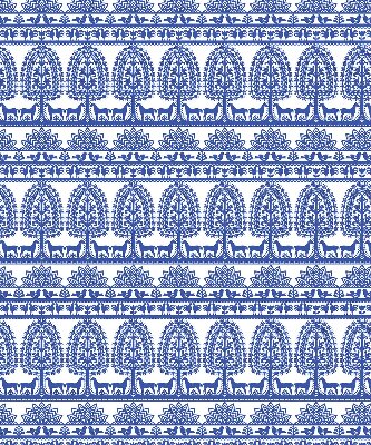 Fensterrollo innen in blauem Muster
