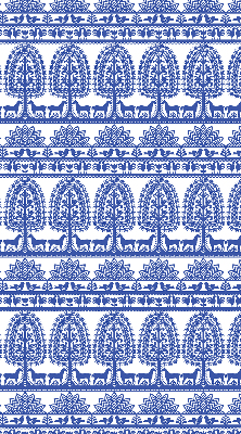 Fensterrollo innen in blauem Muster