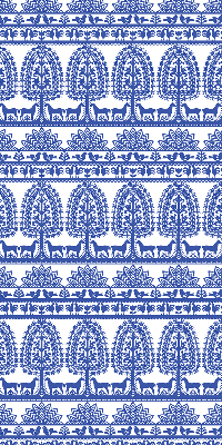 Fensterrollo innen in blauem Muster