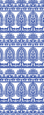 Fensterrollo innen in blauem Muster