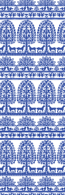 Fensterrollo innen in blauem Muster