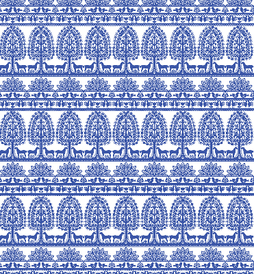 Fensterrollo innen in blauem Muster