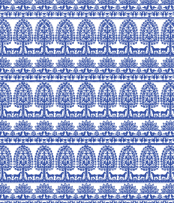 Fensterrollo innen in blauem Muster
