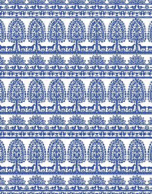 Fensterrollo innen in blauem Muster