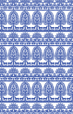 Fensterrollo innen in blauem Muster