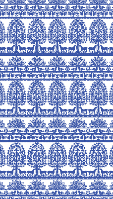 Fensterrollo innen in blauem Muster