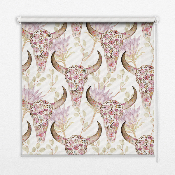 Rollo Fenster in bunten Büffelkopf-Motiven