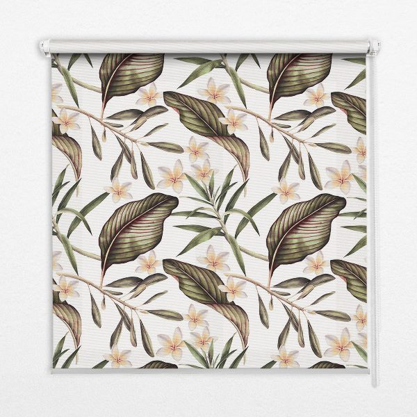 Fensterrollo mit Blumenmotiv und Stielen