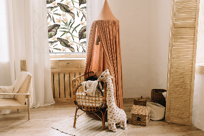 Fensterrollo mit Blumenmotiv und Stielen