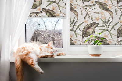 Fensterrollo mit Blumenmotiv und Stielen