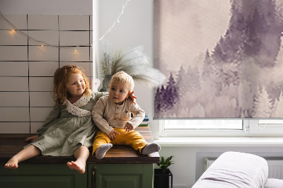 Fensterrollo innen in gemalter Bergoptik