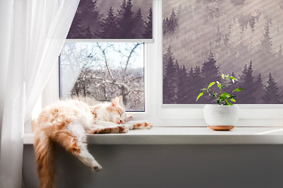 Fensterrollo innen in gemalter Bergoptik