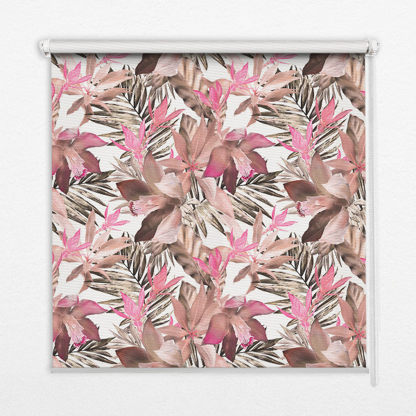 Fensterrollo in Rosa mit Blütenmuster