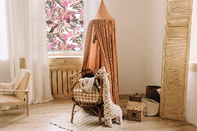Fensterrollo in Rosa mit Blütenmuster