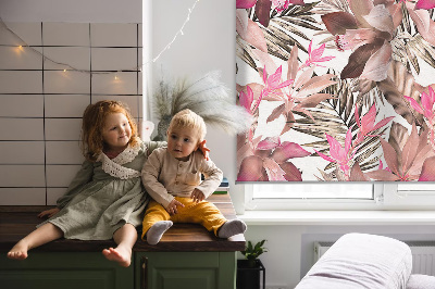 Fensterrollo in Rosa mit Blütenmuster