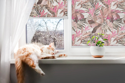 Fensterrollo in Rosa mit Blütenmuster
