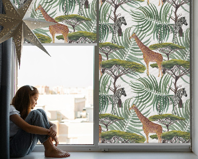 Fensterrollo mit Tieren und Bäumen