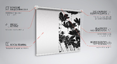Rollo Fenster in Schwarz mit Blütenmuster