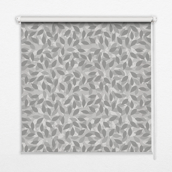 Fensterrollo mit grauen Blättern