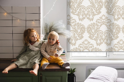 Fensterrollo innen in Beige mit Muster