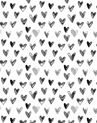 Fensterrollo mit schwarzen Herzen