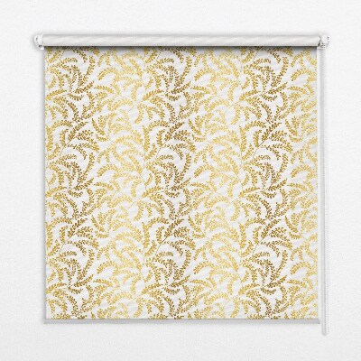 Rollo Fenster in Gold mit Zweigmotiv