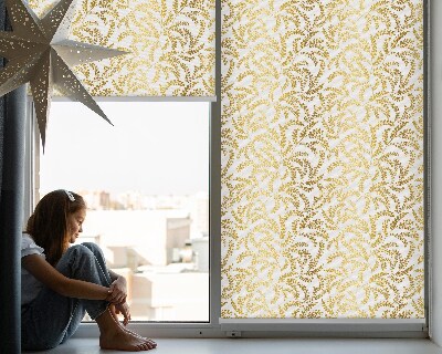 Rollo Fenster in Gold mit Zweigmotiv