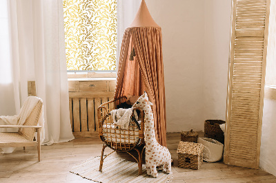 Rollo Fenster in Gold mit Zweigmotiv