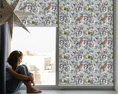 Fensterrollo mit Blumenmotiv