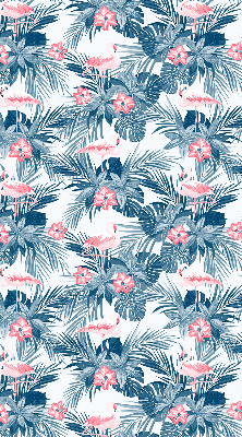 Fensterrollo innen mit tropischen Pflanzen und Flamingos