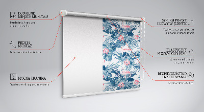 Fensterrollo innen mit tropischen Pflanzen und Flamingos