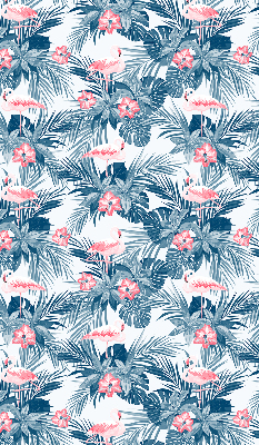 Fensterrollo innen mit tropischen Pflanzen und Flamingos