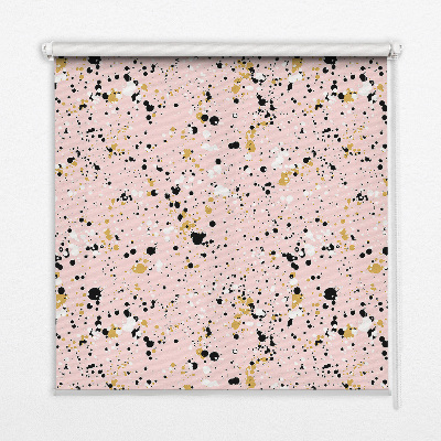Fensterrollo innen in der Ausführung mit rosa Hintergrund und Farbflecken