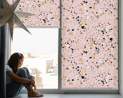 Fensterrollo innen in der Ausführung mit rosa Hintergrund und Farbflecken