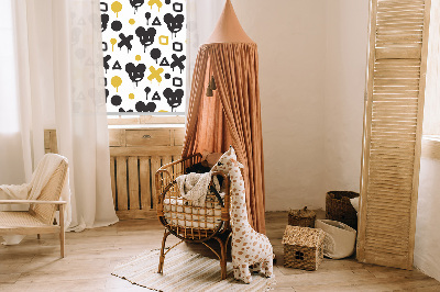 Fensterrollo mit schwarzen und gelben Mustern