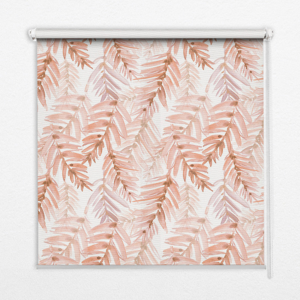 Rollo Fenster in Rosa mit Blättermotiv